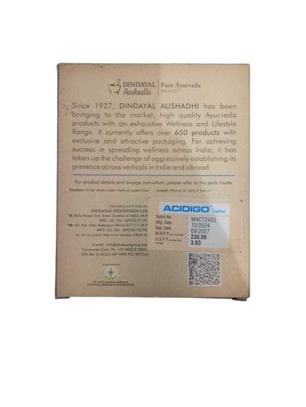 Dindayal Aushidhi Acidigo Tablet for Acidity and Indigestion Relief – Ayurvedic Medicine