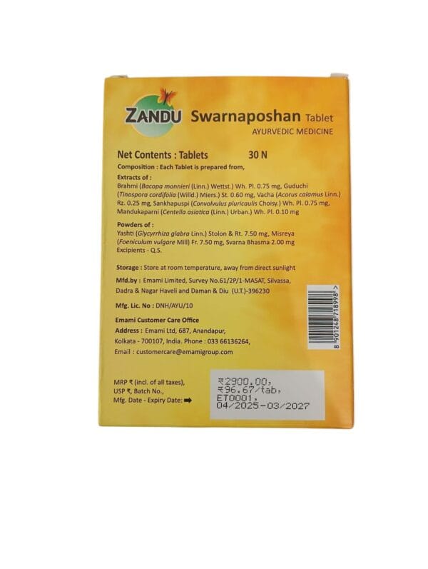 Zandu Swarnaposhan Tablets (30tab) (1 PACK OF 30 TABLET) - Image 3