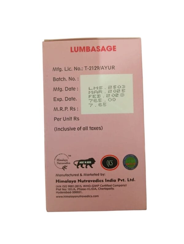 Himalaya  Nutravedics Lumbasage  Softgel Capsules  10 * 10 capsules  ( 1 Pack 650 MG ) - Image 3