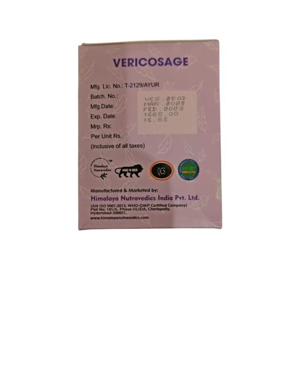 Himalaya  Nutravedics Vericosage Softgel Capsules 10 *10 capsules  (  1 pack  1000 mg  ) - Image 3