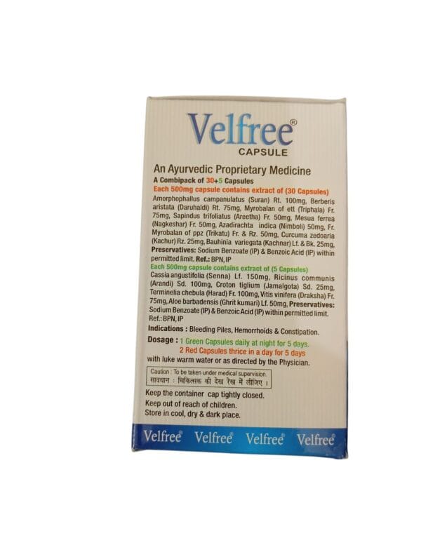 ALNAVEDIC VELFREE CAPSULE - AYURVEDIC PILES RELIEF CAPSULE  (Pack of 2, 70 Capsules) - Image 4