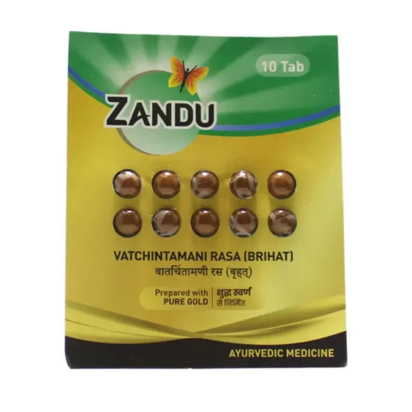 Zandu Vatchintamani rasa (Brihat) Prepared with pure gold (1Pack 10 Tab.)