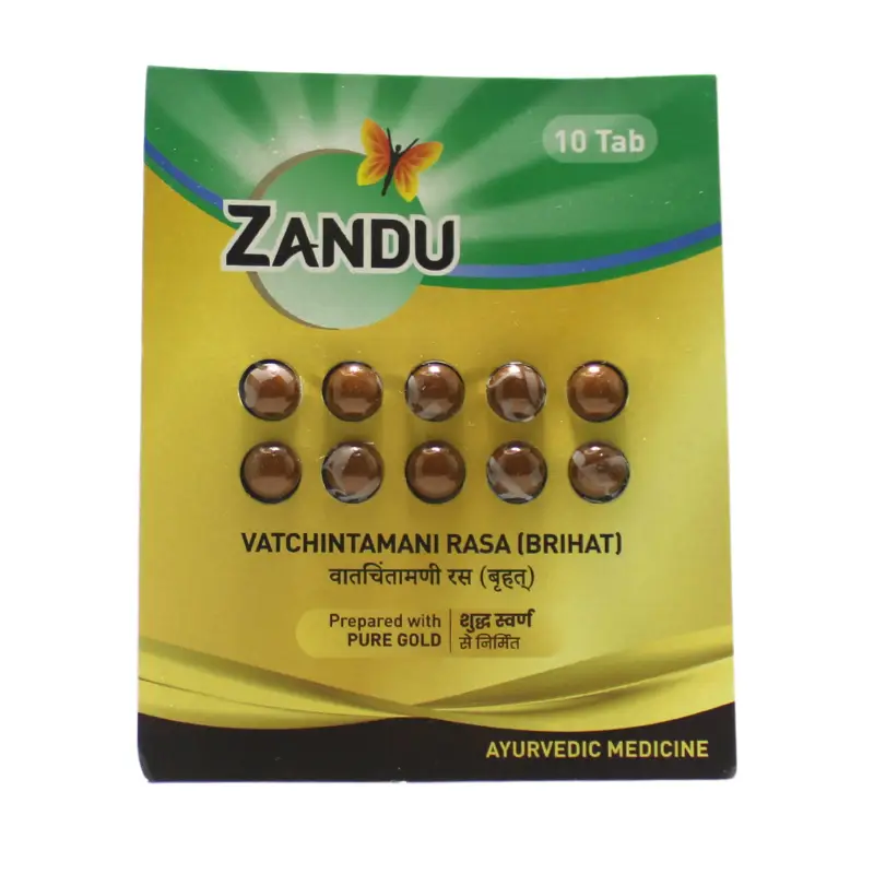Zandu Vatchintamani rasa (Brihat) Prepared with pure gold (1Pack 10 Tab.)