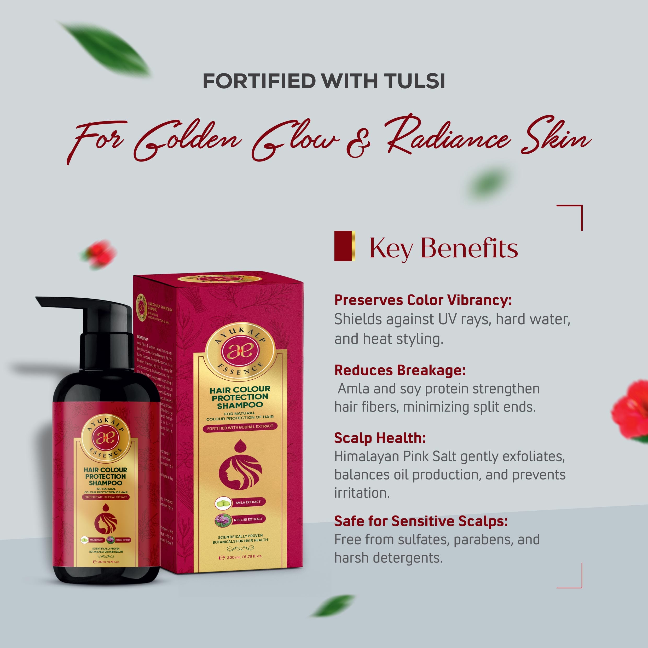 AYUKALP ESSENCE COLOUR PROTECTION HAIR SHAMPOO 200ML 2 Pack