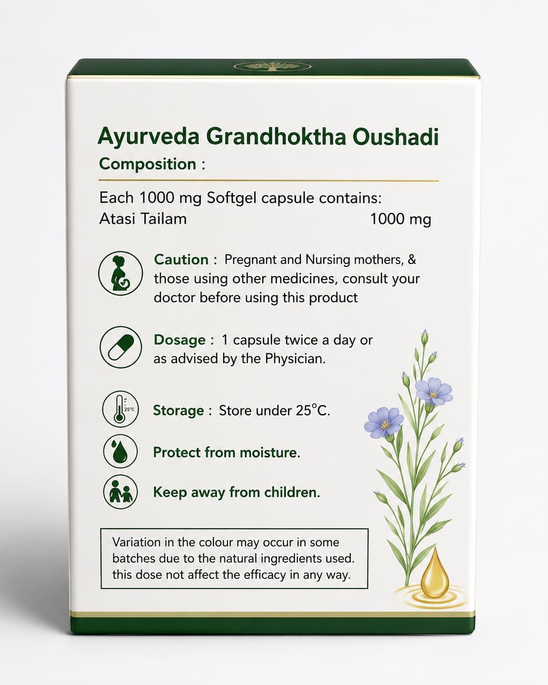Himalaya Nutravedics Atasi Tailam Flax Seed Oil 1000mg (100Caps Box) - Image 3